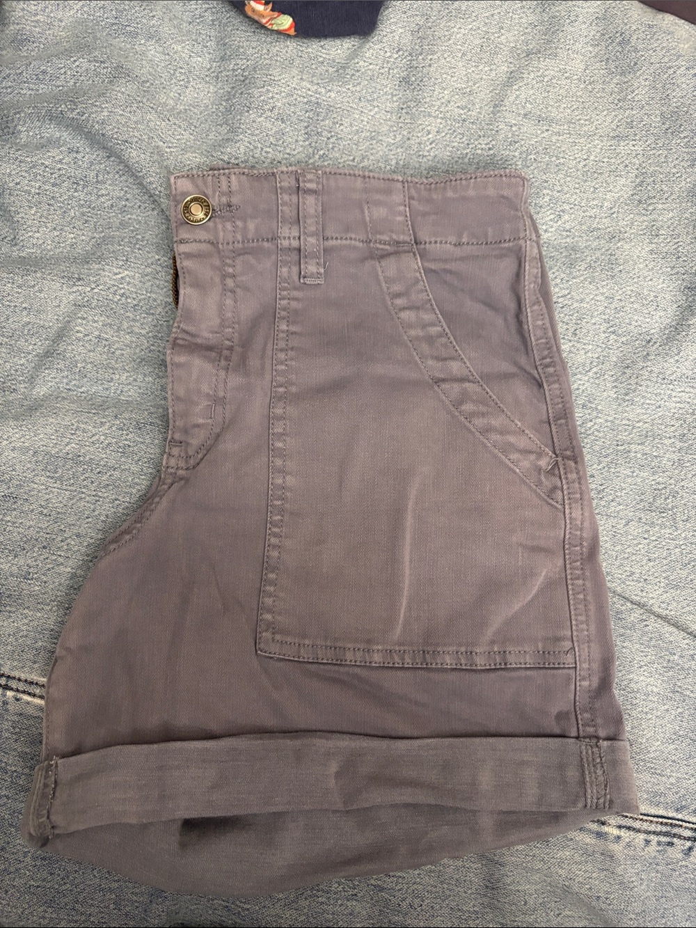 Women's Denim Purple Patch-Pocket Shorts
